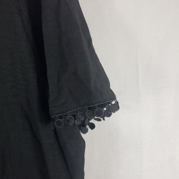 Belle By Kim Gravel Shirt Womens XL Black Slub Knit Flutter Sleeve V Neck Top - Picture 5 of 11